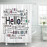 Hallo in Verschiedene Sprachen übersetzen Bonjour Education Class Kommunikation Duschvorhang Wasserdichtes Polyestergewebe 60 x 72