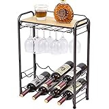 Kingrack Weinregal für 8 Flaschen, Metall-Weinregal mit Brillenhalter und Weinhalter und Tischplatte, 4-stöckiger Wein-Organizer, freistehender Weinhalter für Küche, Weinkeller, Bar, Arbeitsp