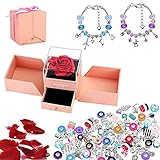 Oryidr Rosen-Schmuckschatulle, Schöne und Biest, Ewige Rose, handgefertigt, für das Armband für Mädchen, kreatives Geschenk zum Valentinstag, Geburtstag