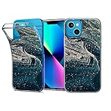 HYKEJI Handyhülle Kompatibel mit iPhone 13 Marmor Hülle, Silikon Transparent TPU Schutzhülle Ultradünnes Weiches Case Cover Crystal Clear Stoßfest Schutzhülle für iPhone 13 (C,iPhone 13)