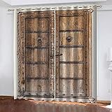 CQDSQN Vorhänge Blickdicht Vintage Alte Tür 117 X 183 cm Gardinen Mit Ösen Verdunklungsvorhänge Thermo Vorhang Blickdicht Für Schlafzimmer & W