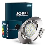 SCHIELE 6x LED Einbaustrahler GU10 230V 6W Warmweiß Rund Einbauspots Set Deckenspot Metall matt nickel Einbauleuchte Deckeneinbauleuchte Deckeneinbaustrahler Ersatz für 50W Schwenkb