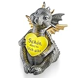 Weltbild Drachen Figur mit LED Herz - Schön dass es dich gibt LED Deko Drachen Figuren als Mutmacher Geschenk & Aufmunterung Geschenke | Niedliche Drachen Deko LED mit Batterie & Timer in Geschenkbox