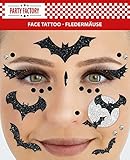 PARTY FACTORY 'Fledermäuse' Face Tattoo, verschiedene Motive, temporäres Gesichtstattoo für Kinder und Erwachsene - Motto Partys, Kindergeburtstag, Halloween, Karneval / Fasching (Fledermäuse)