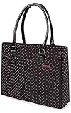 DTBG Laptop-Tragetasche, 15,6 Zoll (39,6 cm) Damen Schultertasche Nylon Aktentasche Casual Handtasche Laptop Case für 15 - 15,6 Zoll Tablet/Ultrabook/MacBook/Chromebook (Schwarz + Rosa Punkte)