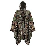 YuanDian Ghillie Suit Poncho Outdoor 3D Blätter Jagd Camouflage Camo Camping Vogelbeobachtung Cape Umhang für Militär CS Dschungeljagd Paintball Airsoft Wildlife-Fotografie Halloween Ahornb