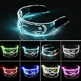 XIAMUSUMMER Halloween-LED-Leuchtbrille – Neonbrille – Cyberpunk LED-Visier Brille – Futuristische elektronische Visierbrille – für Party, Disco, DJ, Musik, Konzert, Live, Verkleidung