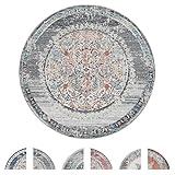 Outdoor Teppich Rund, Balkon Wohnzimmer Küchenteppich Vintage Orientalisch Modern Pastell, versch. Farben, Grösse:Ø 160 cm Rund, Farbe:G