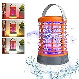 UV Insektenvernichter Elektrisch 3 Lichtmodi Mosquito Killer 2200mAh Batteriebetrieben Mückenlampe IP65 Wasserdicht mit SOS Lichter&Lederhaken Campinglampe Indoor O