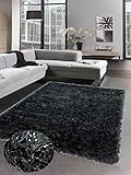 CARPETIA Shaggy Teppich Hochflorteppich mit Glitzer anthrazit grau Größe 160x230