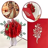 Pop-Up Karte Rosen Romantische Glückwunschkarte Pop up Karte Geburtstagskarte, für Romantische Liebeskarte zum Jahrestag, Hochzeitstag oder Geburtstag für Frau und Mann (Rosenbaum)