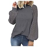 Alueeu Damen Tuniken Lang Damen Pulli Herbst Elegant Tunika Longblusen und Tuniken Sale Party Frauen Spitze Pullover Langarmshirt Top T Shirt Tunika Bluse Vintage Pulli Vintag