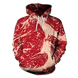 YDyun Herren Sweatjacke Kapuzenjacke Mit Kapuze 3D Raw Beef Fun Dig