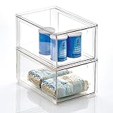 mDesign Schubladenbox – Stapelbox aus Kunststoff für Küchen- und Kühlschrank – Küchen Organizer für Snacks, Nudeln, Gemüse etc. – 2er-Set – durchsichtig