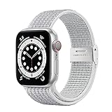 Netolo Solo Loop Kompatibel mit Apple Watch Armband 44mm 42mm 40mm 38mm 41mm 45mm, Dehnbarer Nylon Stoff Sport Armband Kompatibel mit iWatch Armband SE Series 7 6 5 4 3 2 1, 42mm/44mm/45mm Weiß G