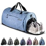 Fitgriff® Sporttasche für Damen und Herren - mit Schuhfach & Nassfach - Tasche für Sport & Fitness - Gym Bag, Trainingstasche (Light Blue, Small)