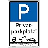 Schild'Privatparkplatz' Hinweisschild 300x200 mm hochkant, stabile Aluminiumverbundplatte 3mm stark