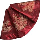 OnlybelongU Weihnachtsdeko Luxus bestickte Tannenzweige Kirsche mit feinen Rüschen, extra groß, Weihnachtsbaumrock (Baumrock Durchmesser: 91,4 cm)