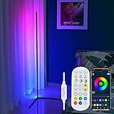 Stehlampe Modern Wohnzimmer,LED Stehlampe Dimmbar mit Fernbedienung,RGB Farbwechsel Stehlampe, APP Steuerung LED Standleuchte Musik Sync Farbwechsel für Wohnzimmer Schlafzimmer-Rgb 156x38cm(61x15inch)