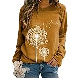 CHENYM Plus Size Damen Bluse Langarm Katze Löwenzahn Schmetterling Blumen Druck Tops Langarmshirt Sommer Lässige Mode Lose Pullover für Frauen Urlaub Sweatshirt Tunic Tee Damen T