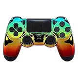 eXtremeRate PS4 Controller Hülle Case Cover Oberschale Skin Schale Gehäuse Shell für PS4 Pro PS4 Slim Playstation 4 Controller CUH-ZCT2 JDM-040 JDM-050 JDM-055(Chrome Cyan Gold Rot)