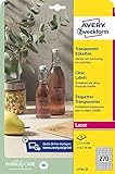 AVERY Zweckform L7785-25 transparente Etiketten (6750 Klebeetiketten, 17,8x10 mm auf A4, Aufkleber zum Bedrucken, selbstklebend, wetterfest, Beschriftungen/Produktaufkleber) 25 Blatt, durchsichtig