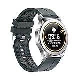 YUACY Smartwatch, hochwertige Fitness-Tracker, Aktivitätstracker, Herzfrequenzmesser, wasserdicht, IP67, rund, Fitnessuhr, Schrittzähler, Stoppuhr, Sportuhren, Silberg