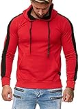 OneRedox Herren Sweatshirt Hoodie Pullover Kapuzenpullover Modell 1212 Rot L