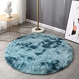 Lanyesky Veloursteppich, superweich, für Innenräume, niedlich, flauschig, geeignet für das Badezimmer (blau, 120 x 120 cm)