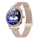 NONGLAN Intelligente Uhr Frauen Ip68 wasserdichte Herzfrequenz Blutdruck 1.09'hd Smartwatch Für Lady GILR Frau(Color:Gold)