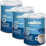 Lavazza Kaffee DEK, Decaf Espresso, Entkoffeinierter Bohnenkaffee Gemahlen, Dose, 3 x 250g