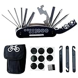 DAWAY Multitool Fahrrad Reparatur Set - B32 Fahrrad Werkzeug Reparaturset, 16 in 1 Multifunktionswerkzeug, Reifenheber, Selbstklebendes Fahrradflicken Inbegriffen, 6 Monate G