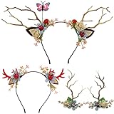 CQJPDPSW Weihnachtsfeier-Geweih-Kopfschmuck, Weihnachts-Rentier-Geweih-Stirnband-Baum-Zweig-Haar-Hoop-Kopfschmuck-Haarschmuck, Party-Fawn-Horn-Kopfschmuck für Frauen Mädchen (C)