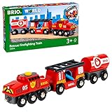 BRIO World 33844 Feuerwehr-Löschzug – Feuerwehrzug mit Feuerwehrschlauch und Wassertank – Kleinkindspielzeug empfohlen ab 3 J