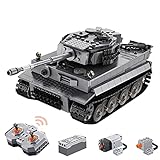 LMIITAM CADA 1:35 Deutsches Tiger-Panzer Modell, 2.4G RC Panzer Klemmbaustein Set 925 Steinen, Klassischer Tiger-Panzer Bausteine Modell mit Motor, Autorisiert von Maciej