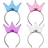 Lurrose 5 stücke Blinkende LED Krone Stirnbänder Glänzende Prinzessin Headwear Party Kopfschmuck für Mädchen Jungen Festival Geburtstagsfeier (Zufällige Farbe)