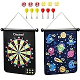 CLISPEED Magnetisches Dartscheibe Dartspielset Doppelseitige Dartscheibe für Kinder kinderdartscheibe mit 6 Wurfpfeilen Und 6 Klebrigen B