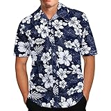 MITCOWBOYS Herren T Shirt Hawaiihemden für Herren kurzärmlig mit Tasche großer und hoher Umlegekragen Normale Passform Sommer 2022 lässige Oberteile T-Shirts Kariertes Hemd Schwarz Weiß