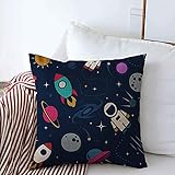 955 Kissenbezug 45x45 Sofa Kissenbezüge Blaues Kometenmuster Galaxie Flach Abstrakt Raum Stern Bildung Schiff Mond Nacht Astronaut Rakete Planet Kissenhülle Für Büro Auto S