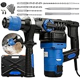 Schlagbohrmaschine mit Kabel 230 V 1130 W,Elektrischer Hammer und Bohrmaschine,Schnelle Wärmeableitung,Hilfsgriff 360 ° verstellbar,Bohren anderes 15 Zubehör,Geschenkk