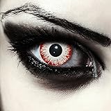 Weiße/Rote farbige Zombie Kontaktlinsen ohne Stärke für Halloween Karneval Kostüm, 2 Stück, Designlenses, Model: Zombie F