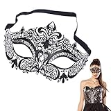 EQLEF Sexy Schwarz Metall Venezianische Maske mit weißen Strass Masquerade Halloween Cosplay Partei (Typ 1)