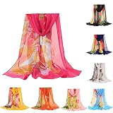 Topassion Damen Schals Elegant Tücher Halstücher Kopftücher Stolen Umschlagtücher Boho Bedrucken Lange Weicher Schal Frauen Blumen Drucken Lange Weiche Wrap Schal Chiffon S