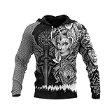 LLJ&YT Neuheit Unisex Viking 3D Print Hoodie Norse God Odin Pullover Taschen Hoodie Kostüm Sweatshirt Plus Size Kleidung,Valkyrie,4XL