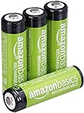 Amazon Basics AA-Batterien, wiederaufladbar, vorgeladen, 4 Stück (Aussehen kann variieren)