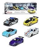 Majorette Porsche 5er Geschenkeset, 5 Fahrzeuge, Spielzeugautos mit Federung, Modelle: Porsche 911 GT3 RS, Porsche 718 Boxster, Porsche Panamera, Porsche 934, inkl. 2 exklusive Modelle, 7,5