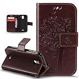 Kompatibel mit Huawei Y3 Hülle,Huawei Y360 Hülle,Prägung Katze Schmetterlings Floral Blumen Muster PU Lederhülle Flip Hülle Handyhülle Ständer Tasche Wallet Case Schutzhülle für Huawei Y3 Y360,B