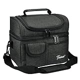 Kato Tirrinia lunchtasche für Männer Arbeit, Kühltasche Klein Picknick Essenstasche Fitness, 10L Auslaufsicherer Doppelfach mit Schultergurt und Fronttasche Thermotasche für Arbeit Schule Faltb