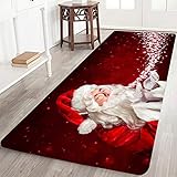 Christmas Area Rug, Frohe Weihnachten Fußmatten Teppiche Dekor für Wohnzimmer Schlafzimmer Küche Weihnachten Teppich Bodenmatte Urlaub Dekorationen (60 x 180cm / 23.6' x 70', I)