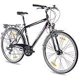 KCP 28 Zoll City Bike - Estremo Gent - Herren Trekkingfahrrad mit 21 Gang Shimano Tourney Kettenschaltung und Nabendynamo, bequemtes Tourenfahrrad für M